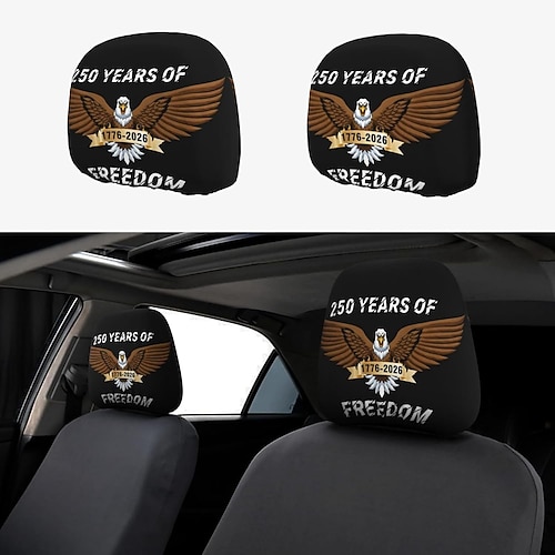 Copri poggiatesta per auto 250° anniversario, 2 pezzi, protezione poggiatesta per l'indipendenza americana 1776-2026, supporto spinale resistente per guida a lunga distanza, misura universale per auto, camion e SUV