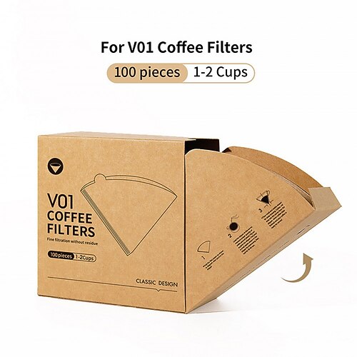 40/100 pezzi di filtri di carta per caffè usa e getta in carta naturale, filtri a goccia a forma di V per 1-4 tazze, accessori per bar e casa, strumenti per il caffè, 1-2/2-4 porzioni