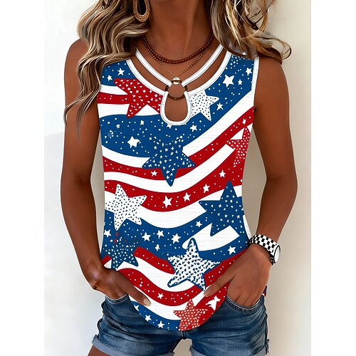 Giorno dell'Indipendenza Americana Per donna Top traforato Tunica Canotta Traforato Grafico Bandiera Elegante Classico Senza Maniche Asimmetrico Girocollo Top Regolari Casuale Quotidiano Blu Rosso - Lightinthebox.com/it