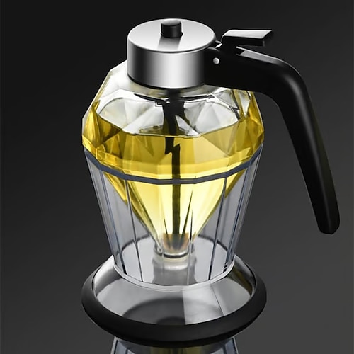 Dispenser di condimenti antigoccia in vetro a forma di diamante da 237 ml con beccuccio integrato - trasparente per la cucina Bottiglia per olio da ristorante per olio d'oliva, aceto, salsa di soia -