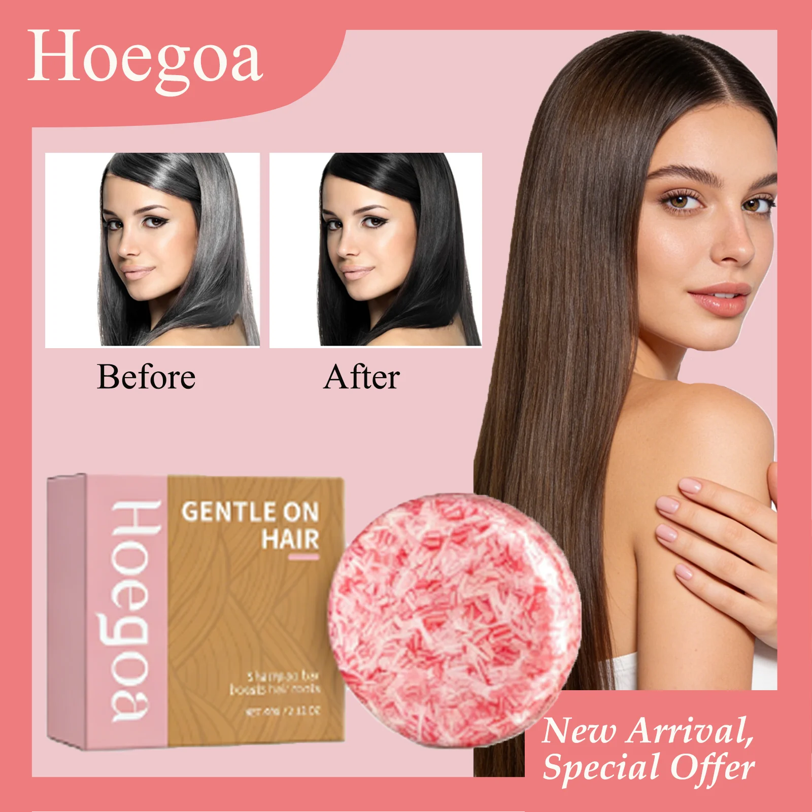 HOEGOA 60G Shampoo-Bar Stärkt Haarwurzeln Reduziert Haarausfall Sanfte Pflege Verbessert Haar-Elastizität Haarpflege Shampoo-Seife Image
