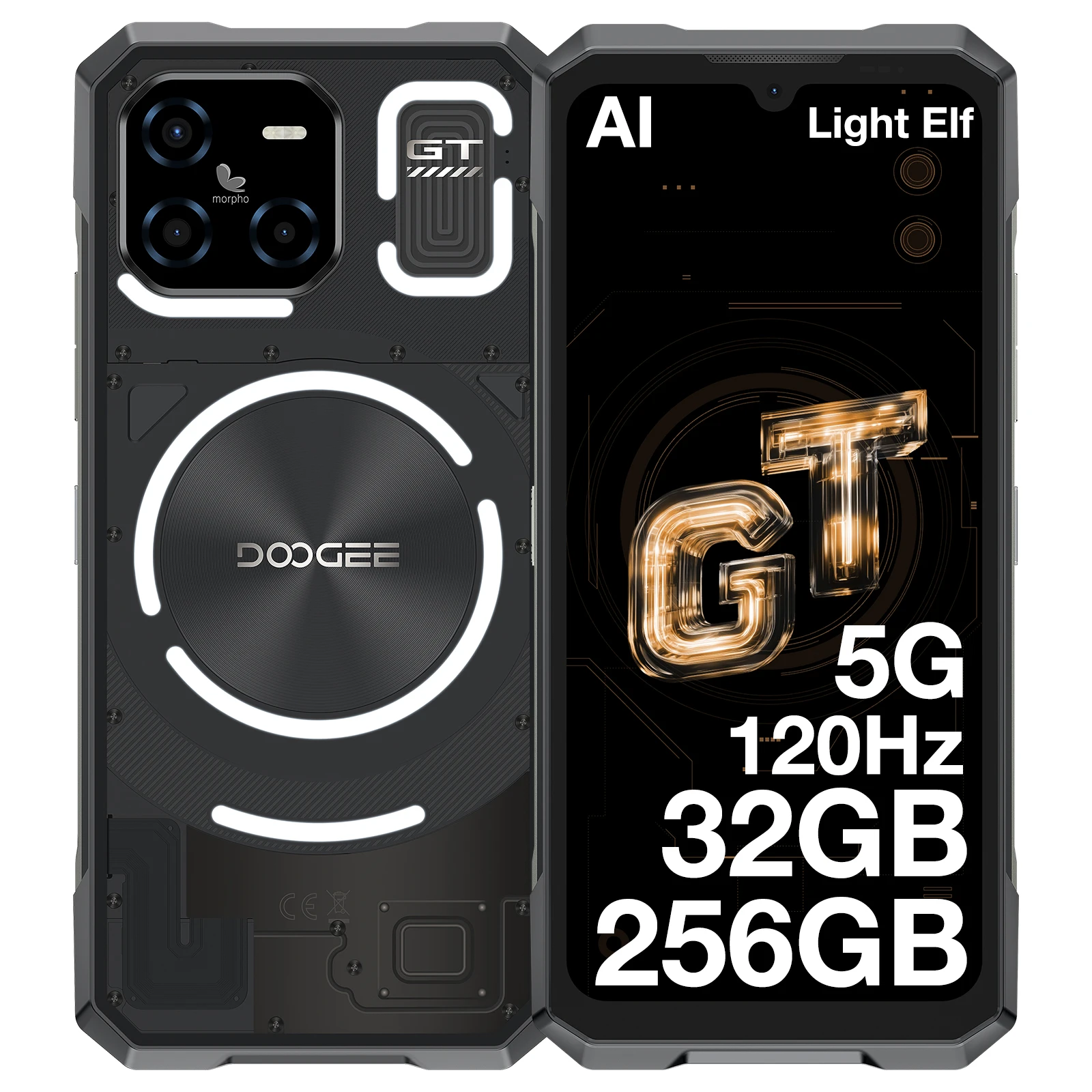 DOOGEE Blade GT Robustes Smartphone 6,72'' FHD+ 120Hz LED-Lichteffekt 12GB RAM+256GB ROM 5500mAh Akku Android 14 Smartphone NFC