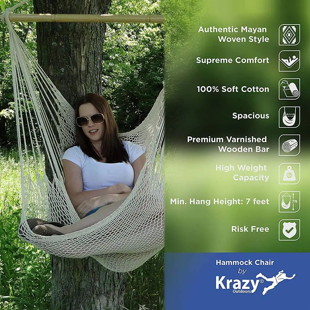 Großer Baumwollseil-Hängesessel Komfortabler Hängestuhl für Innen- und Außenbereich