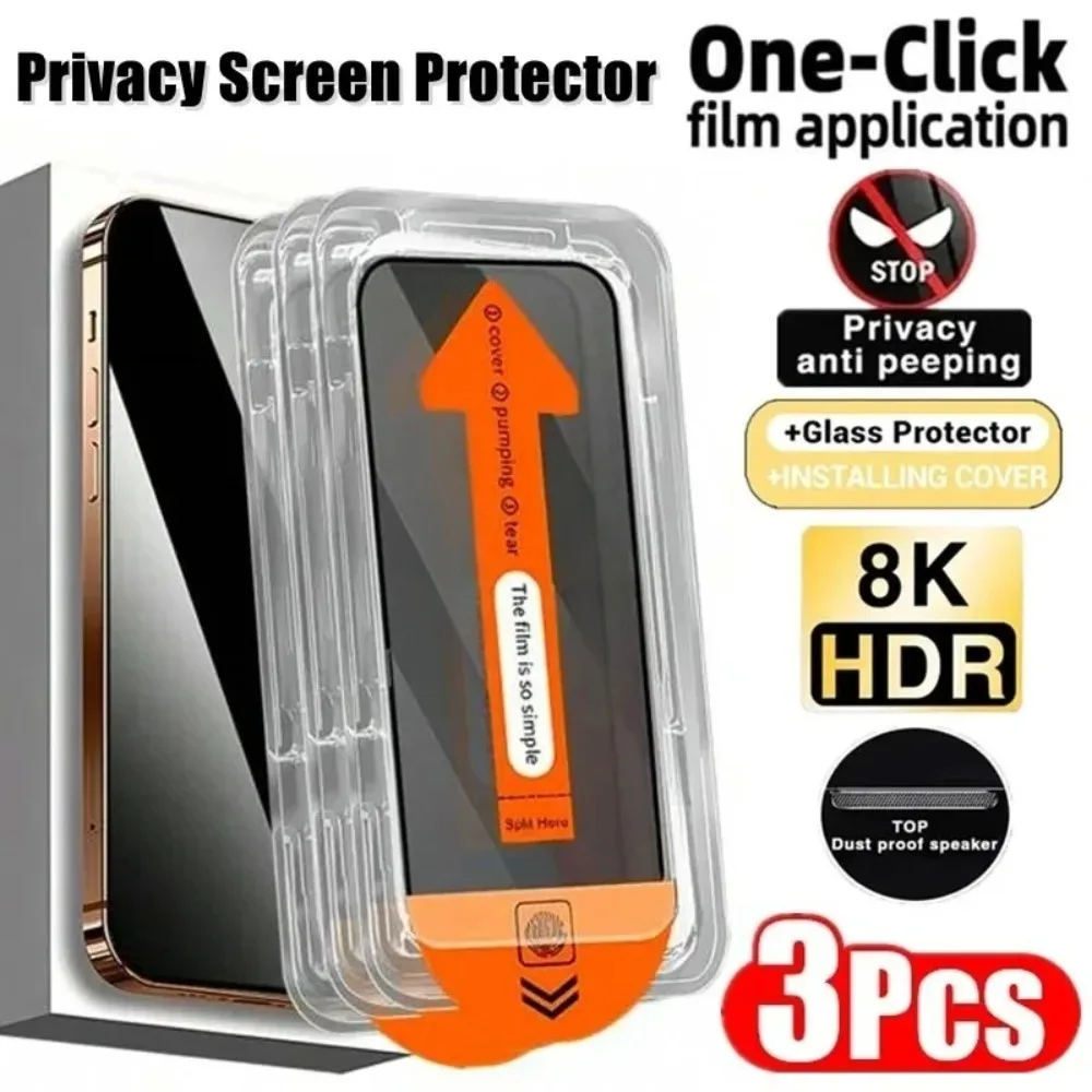 3er-Pack Blickschutzfolie aus Glas für iPhone 17 15 16 14 Pro Max 15 14 Plus 11 12 13 Pro XR XS – Vollständige Abdeckung Image