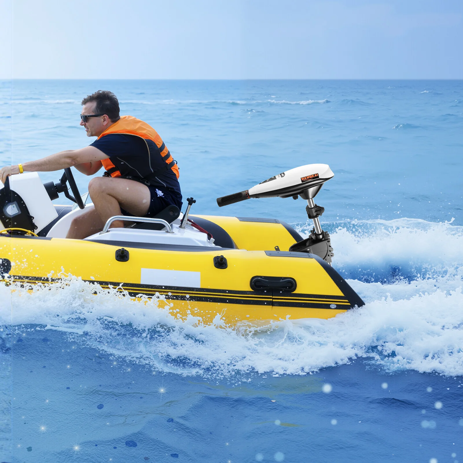 Elektrischer Trolling-Motor 65lb Schubkraft Salzwasser-Außenbordmotor 5+2 Geschwindigkeiten Tempomat Teleskop-Schaft für Angelboot Kajak Kanu Image