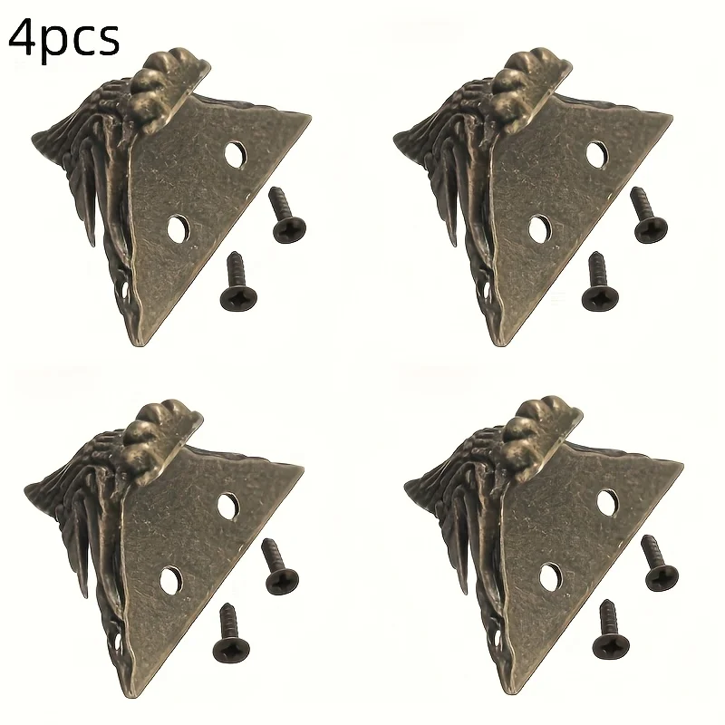 4 Stück/Set Antike Bronze Messing Schmuckschatulle Holzmöbel Box Dekorative Füße Bein-Eckenschutz Vintage Dekoration Neu