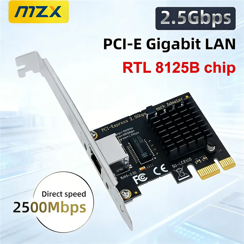 Scheda di rete Ethernet PCI-E 2.5G 2500Mbps, adattatore LAN cablato Gigabit RJ45 con chip RTL8125B per computer da gaming e accessori PC