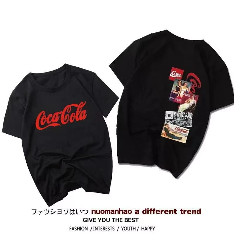 Neues Coca-Cola Kollaborations-Fanta-Sprite Kurzarm-T-Shirt Unisex Paar-Mode Baumwolle Sommer Lässiger Druck 2026 Neue T-Shirts