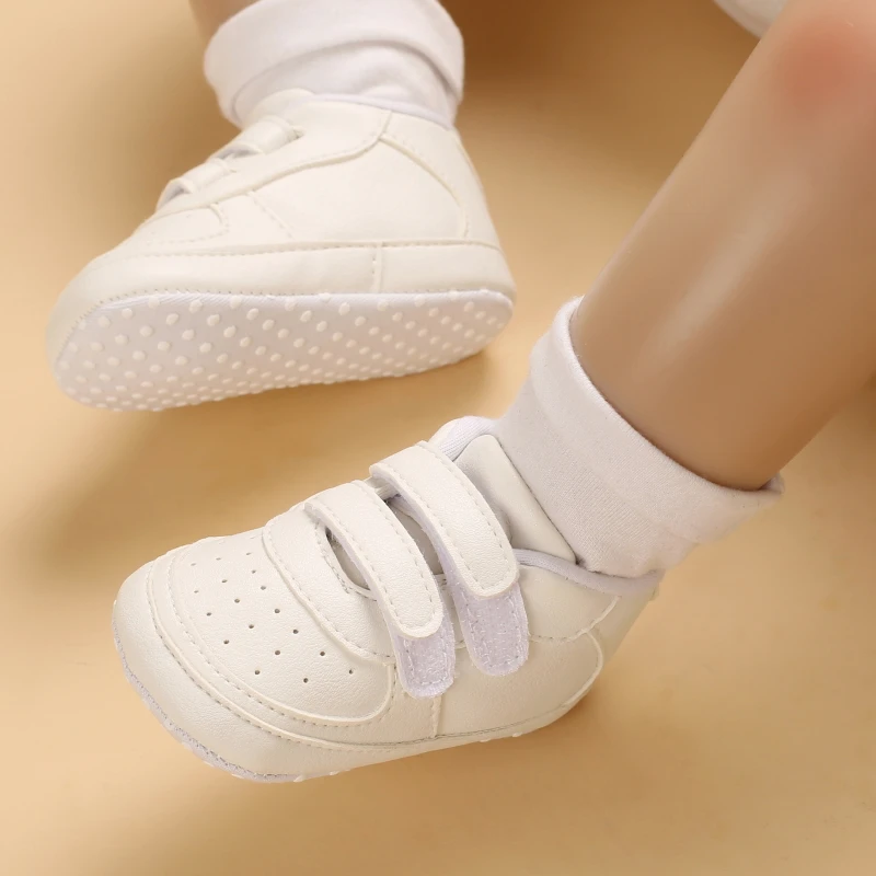 Weißer Säuglings frühlings schuh Neugeborene Mädchen und Jungen Freizeit taufe rutsch fester Wanders chuh Sneaker Pre walker mit weichen Sohlen Image
