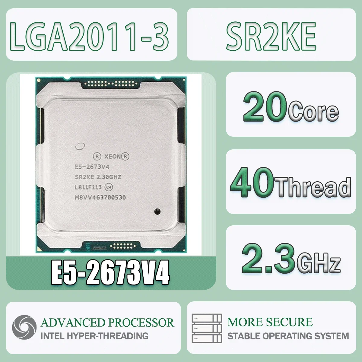 Intel Xeon E5-2673V4 2,3 GHz 20 Kerne 40 Threads E5 2673V4 Computer CPU Prozessor Server E5 2673 V4 Paket LGA 2011-3