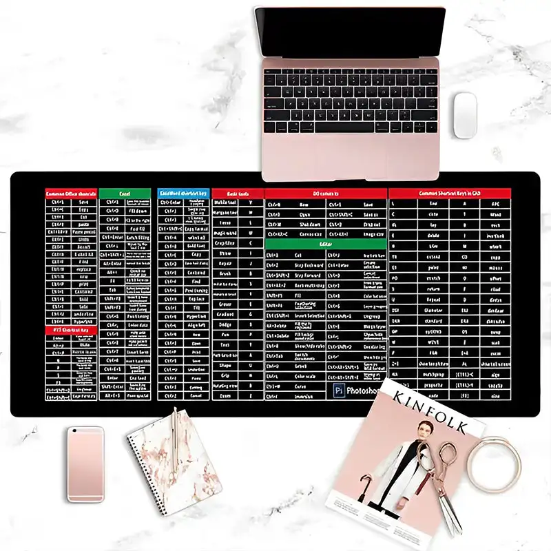 Anti-Rutsch-Tastatur-Pad, Anti-Rutsch-Tastatur-Pad, Quick Key, super groß, mit Büro-Software-Muster, Shortcut-Mauspad-Matte Image