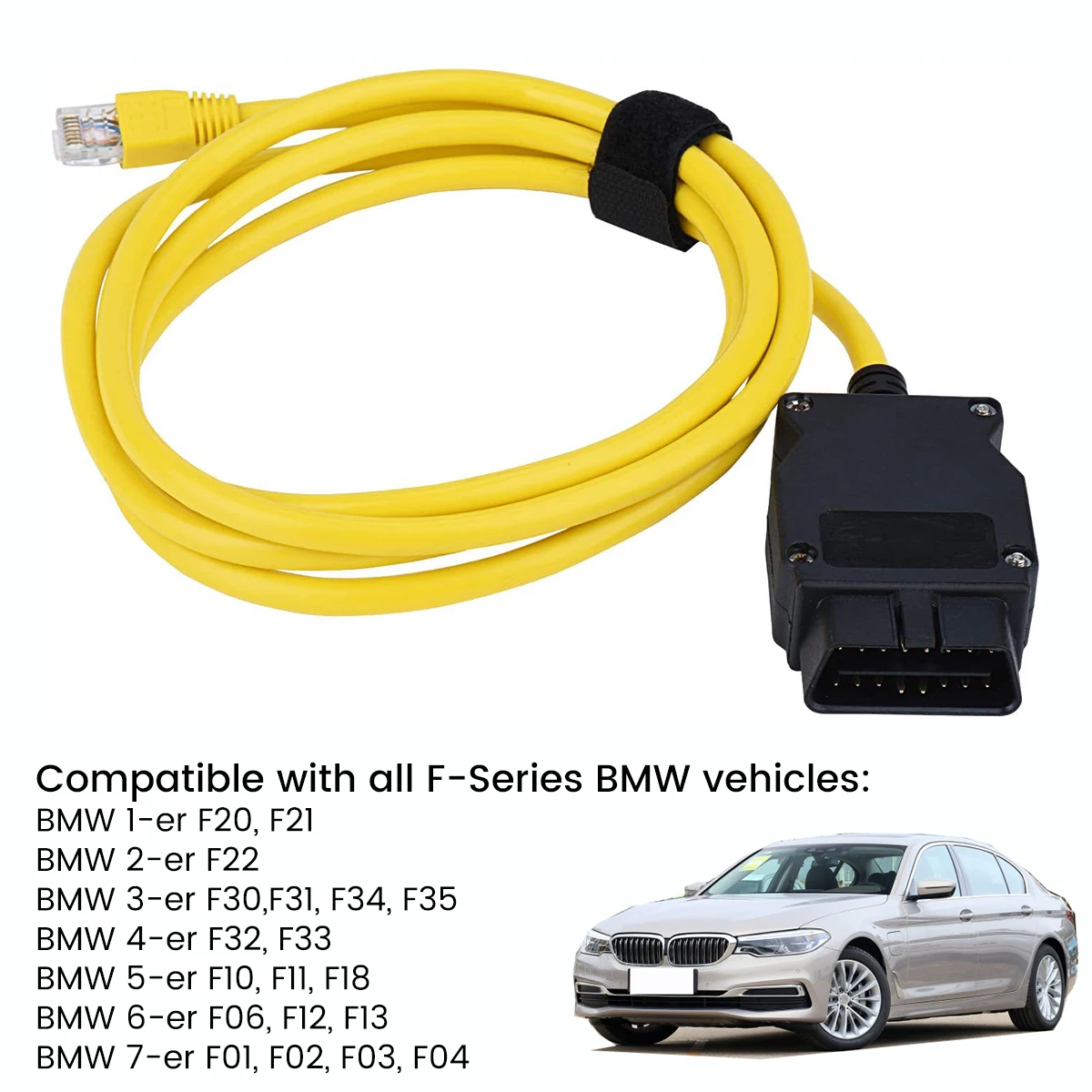 6,5 Fuß Ethernet-zu-OBD-Schnittstellenkabel Passend für ENET-Schnittstellenkabel E-SYS ICOM Codierung F-Serie Verbindungskabel Auto-Diagnosewerkzeuge Image