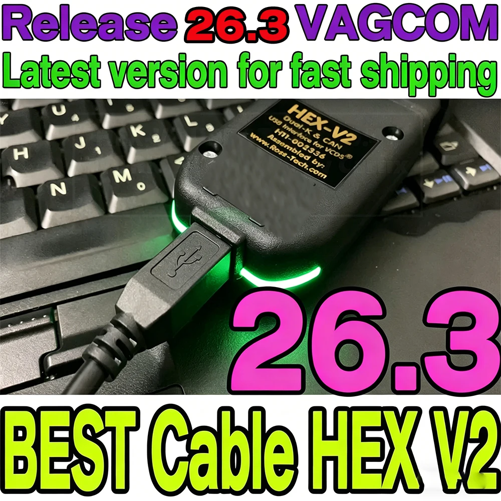 2026 HEX-V 2 VCDS VAG COM 25,3 VAGC0M 25,3,1 VCD HE X V2 USB-Schnittstelle für VW AUDI Skoda Seat Unlimited VINs für 1996–2017 Image