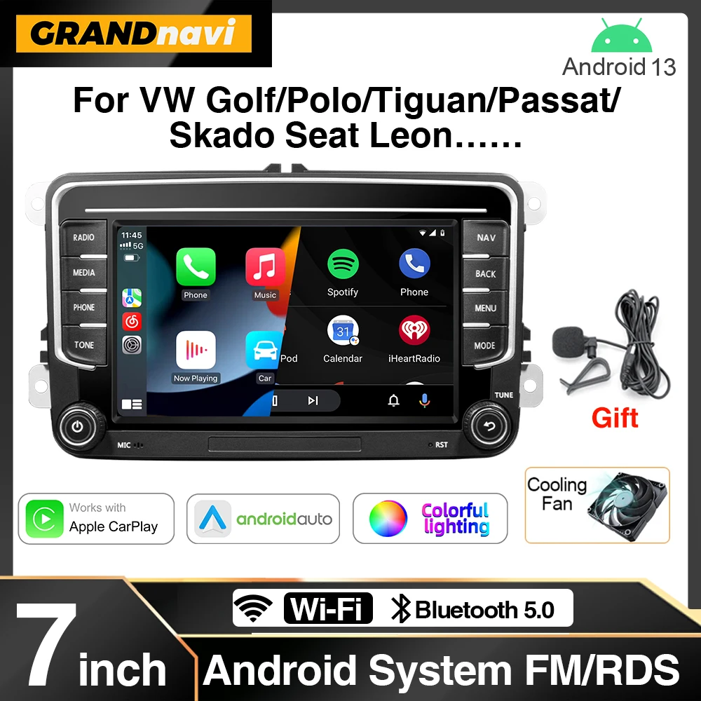 GRANDnavi 2Din Android 13 Auto Radio GPS Für VW/Flexwagen Skoda Octavia Golf 5 6 Touran Passat B6 Polo Jetta 2Din Radio Player Image