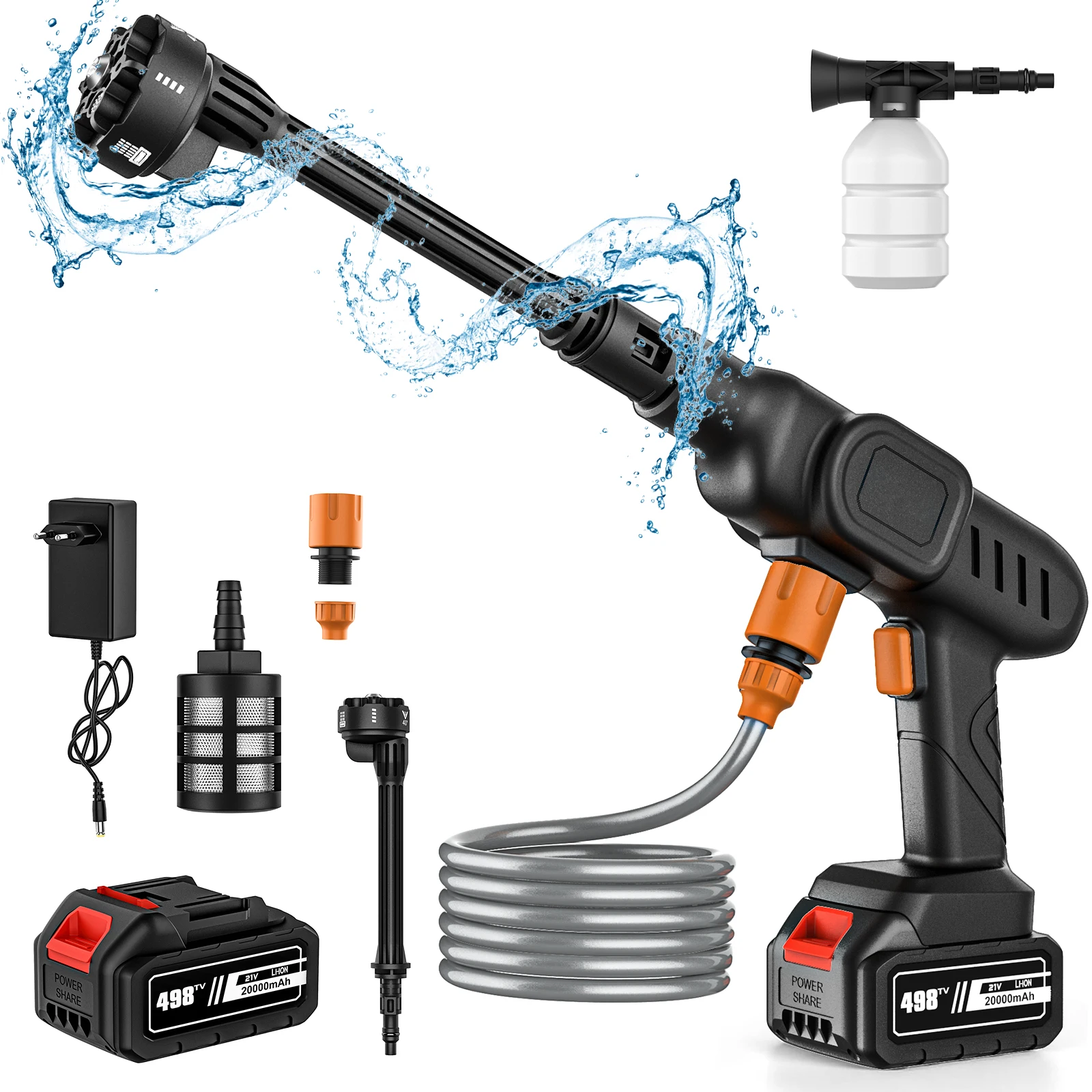 6-in-1 20000mAh Kabelloser Hochdruckreiniger Sprühpistole Autowasch-Druckwasserreinigungsgerät für Makita 21V Akku Image