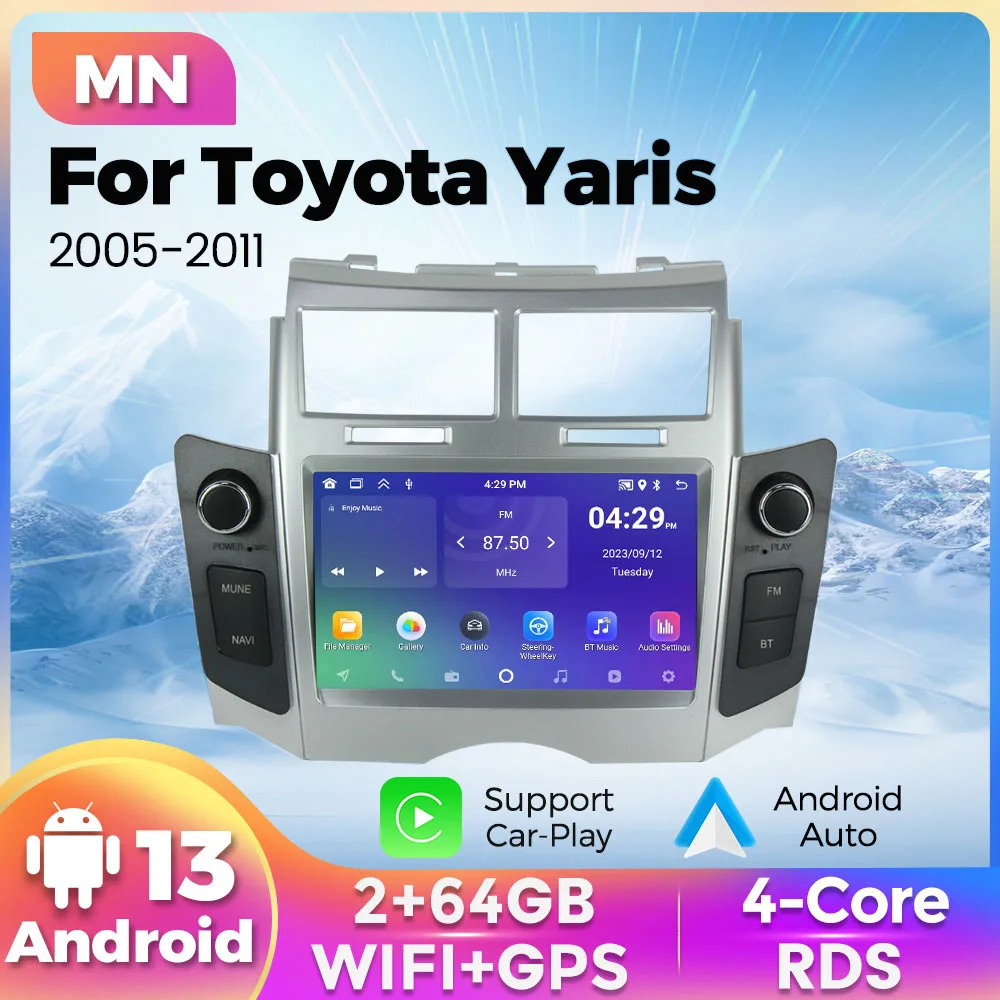 Android 13 Auto radio Für Toyota Yaris XP90 Vitz Platz 2005-2012 CarPlay Android Auto Multimedia GPS Navigation video Player WiFi