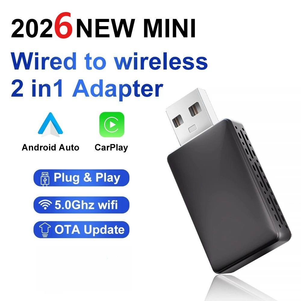 Flixivi CAR PLAY Carplay Android Auto 2in1 Wireless Carplay Adapter für OEM-Autoradios mit USB Plug-and-Play, kabelgebunden zu kabellos Image