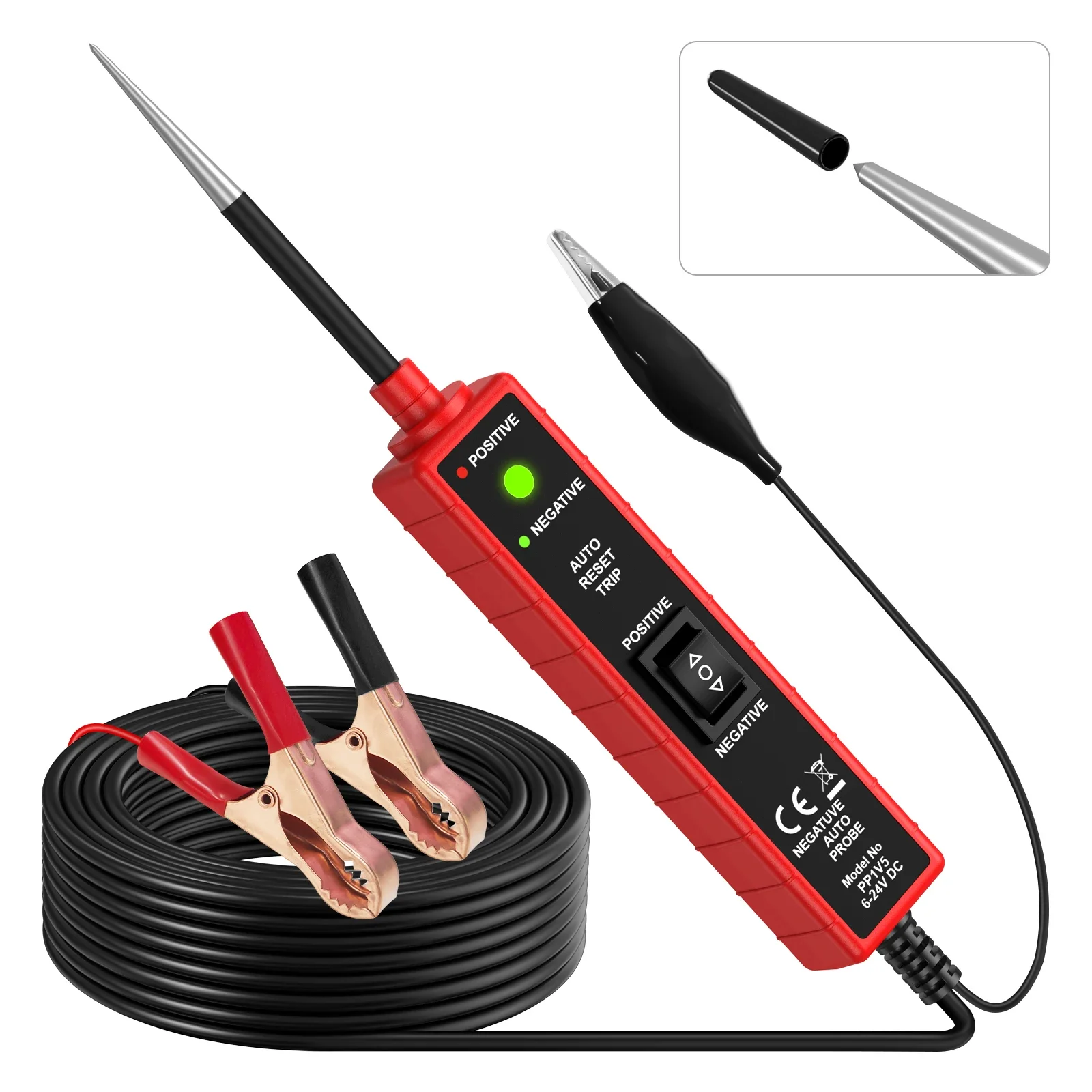 Kfz-Elektrosystem-Tester DC 6–24 V mit LED-Testlicht PP1V5 Polaritätsidentifikation Kontinuität Kurzschlusstester Image