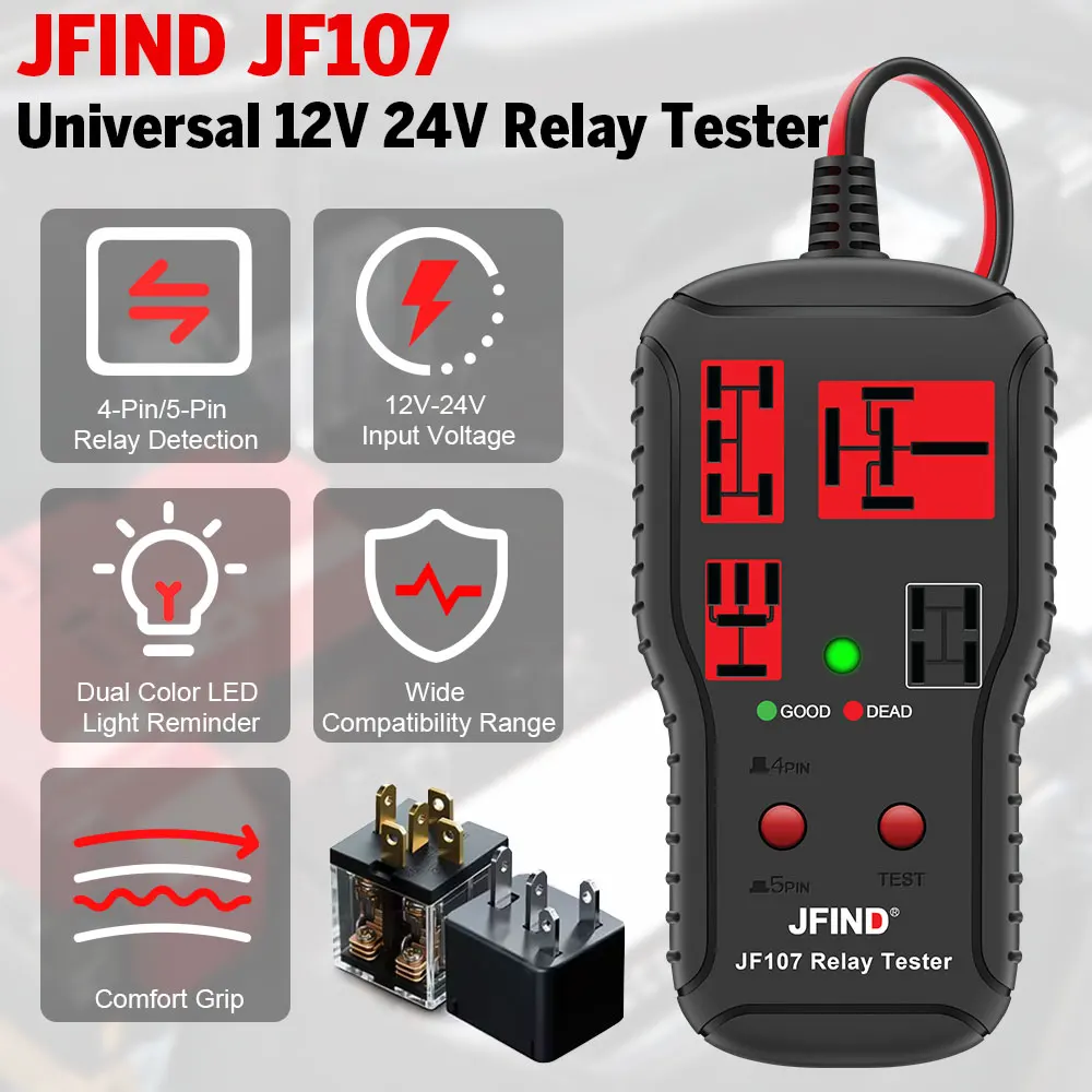 Auto Relais Tester Spannung Tester Universal 12V 24V LED Anzeige Licht Automotive Auto Batterie Überprüfen Relais Diagnose werkzeuge Image