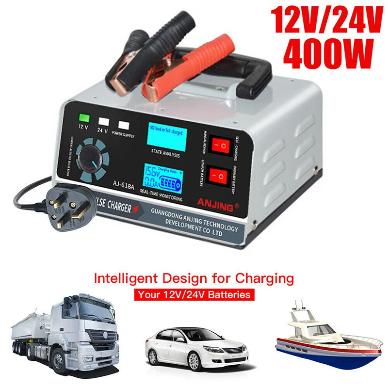 Auto 400W 40A Smart Batterie Ladegerät 12V/24V Automotive Batterie Ladegerät Erhaltung Smart Puls Reparatur für Auto Lkw Boot Motorrad Image