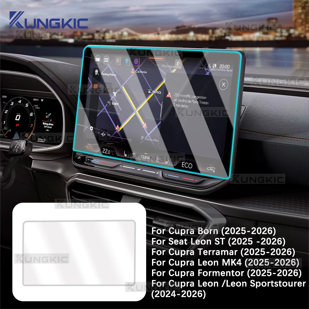 Für Cupra Formentor/Cupra Leon MK4/Leon Sportstourer/Cupra Born/Seat Leon ST/Cupra Terramar 2025 2026 GPS-Navigation gehärtetes Glas-Bildschirmfolie Car Accessories