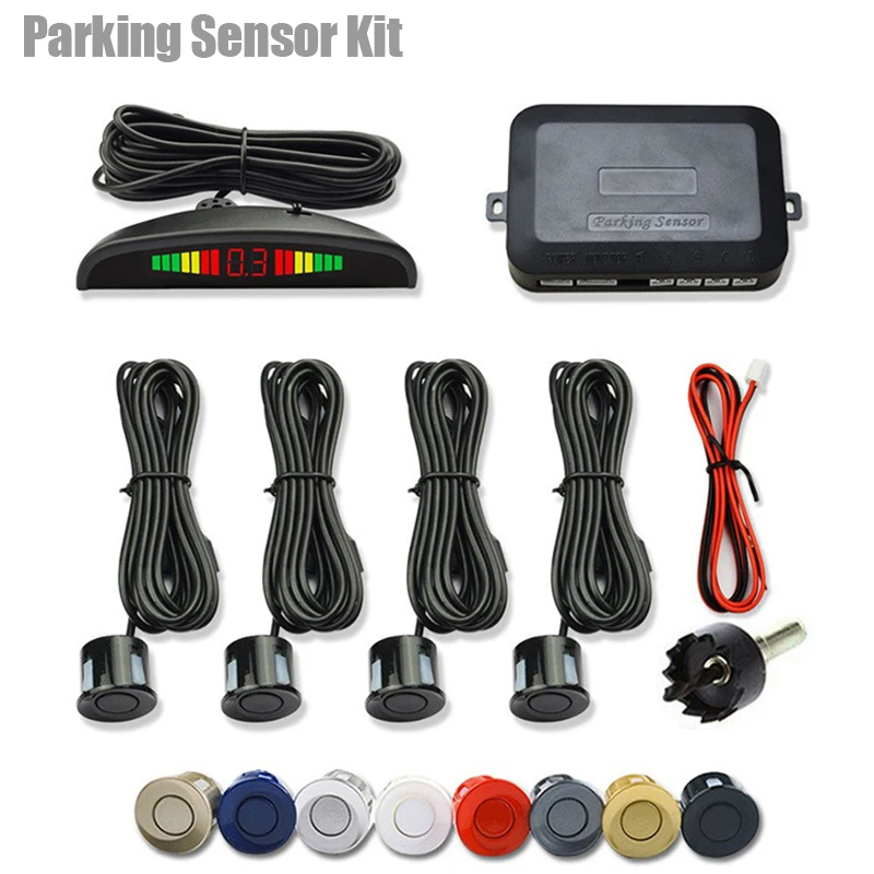 Auto LED Parkplatz Sensor Kit mit 4 Radar Genaue Digitale Anzeige der Hindernis Abstand Alarm Parktronic Kit Geeignet Für Die Meisten auto Image