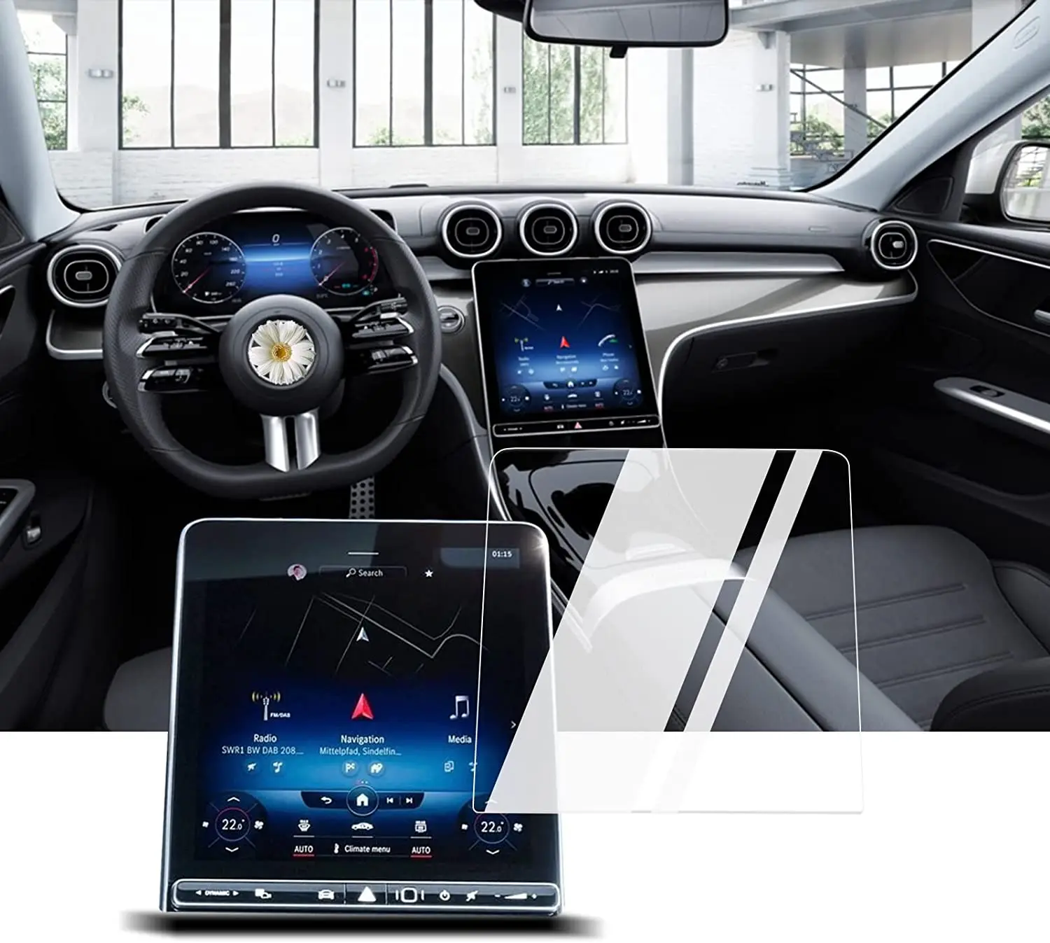 Gehärtetes Glas für 2022 2023, Mercedes Benz C-Klasse C250 C300 W206, 11,9-Zoll-Touchscreen und Schutzfolie für digitale Instrumente Image