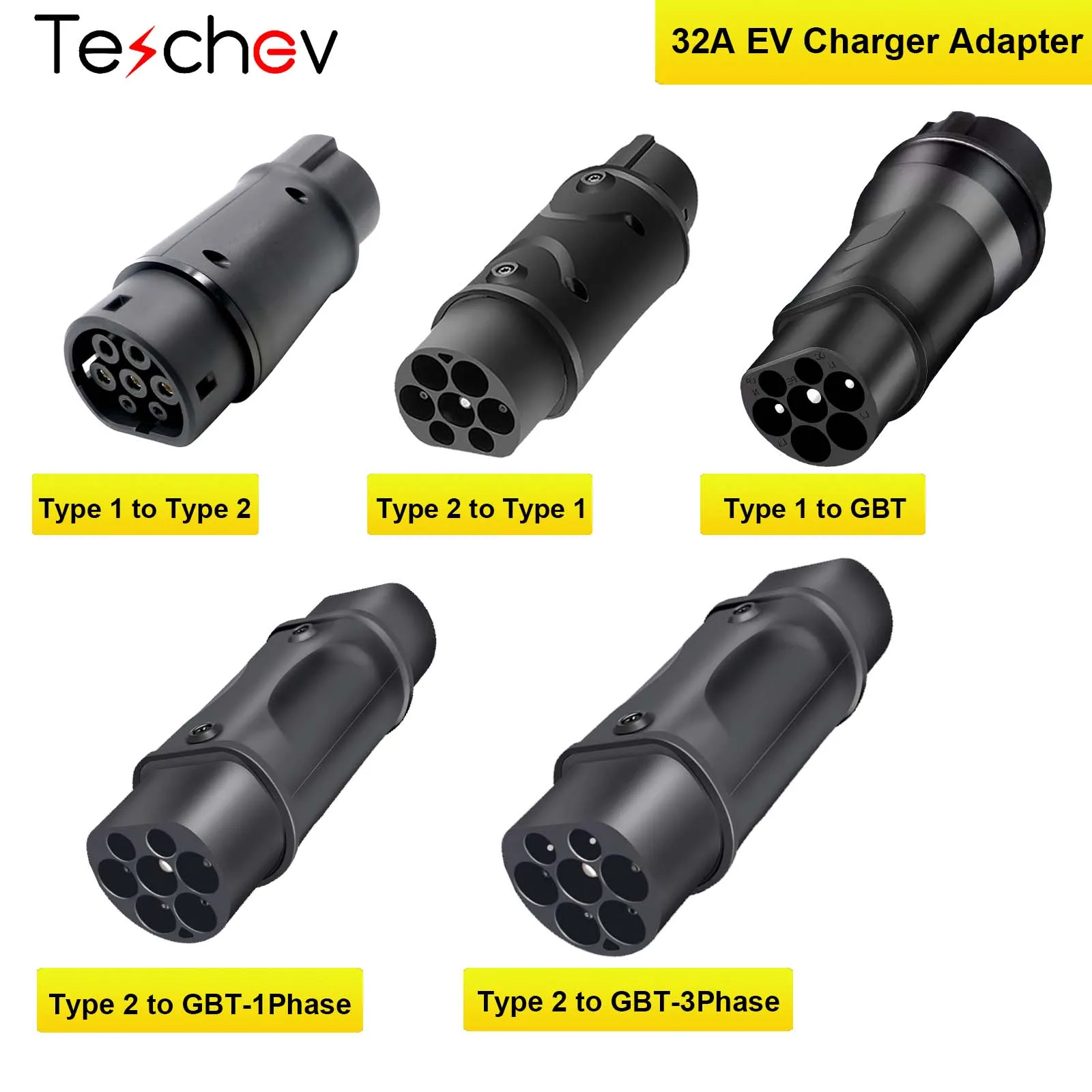 EV-Ladegerät-Adapter-Konverter Typ 1 auf Typ 2 EV SAE J1772 Typ 1 auf GBT EV-Ladegerät-Anschluss für Elektroauto Typ 2 auf Typ 1 Image