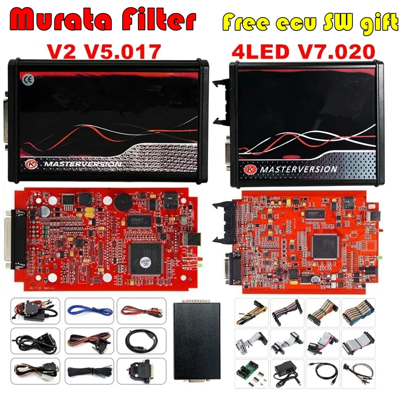 EU Red V2.80 KESS V5.017 KTAG V7.020 4 LED 2,25 Online KESS 5.017 K-TAG 7.020 OBD2 Diagnose-ECU-Programmierer Murata's Filter Image