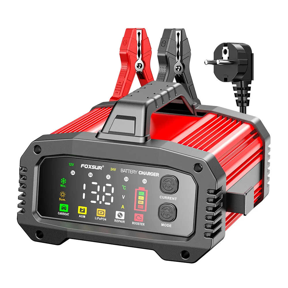 Tragbares 25A/15A Smart Car Battery Charger für 12V-24V Motorrad Blei Säure AGM GEL LiFePo4 Batterien Auto Booster Puls Reparatur Image