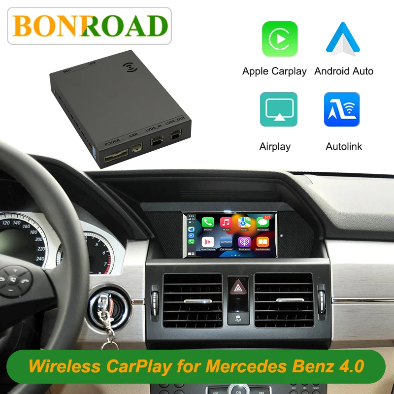 Bonroad Wireless CarPlay Android Auto Retrofit Kits For Mercedes Benz C E Class GLK SLK W204 W212 2009-2011 NTG 4.0 Interface Image