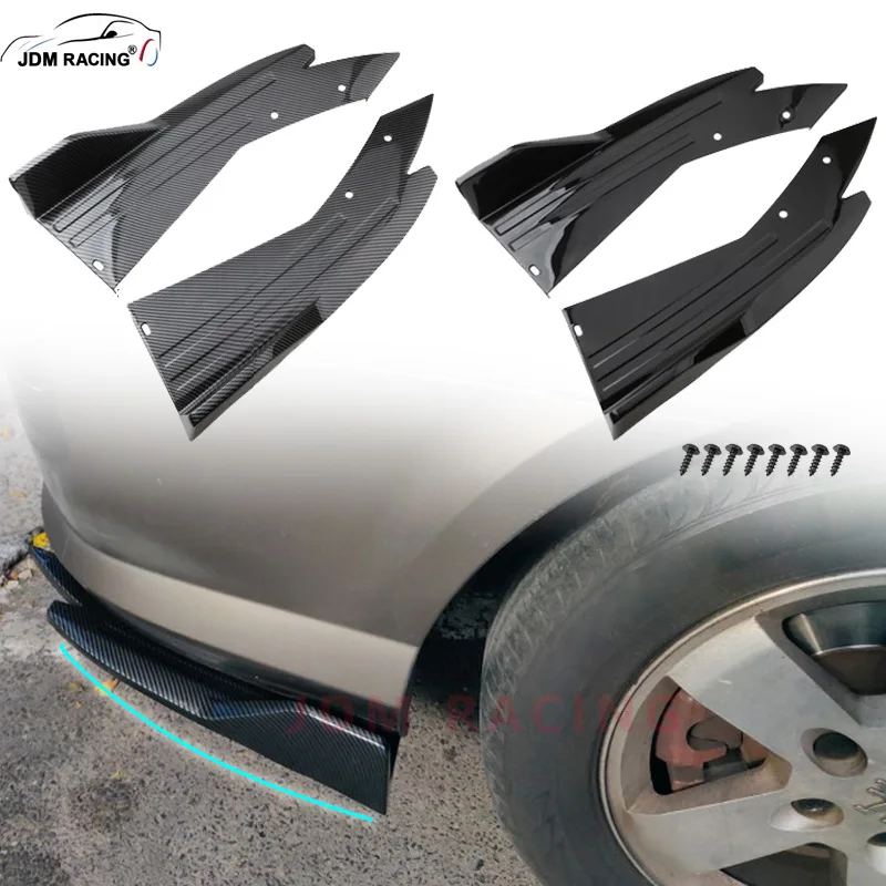 Paar Universal Auto Heckschürze Spoiler Lippe Carbon Faser Flügel Trim Schutz Anti-crash Diffusor Seite Rock Wrap Winkel splitter Image