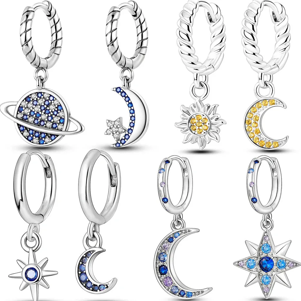 Silber Überzogene Stern Sonne Charms Stud Ohrringe Für Frauen Grils Kinder Elegante Hochzeit Schmuck Geschenk pendientes mujer moda
