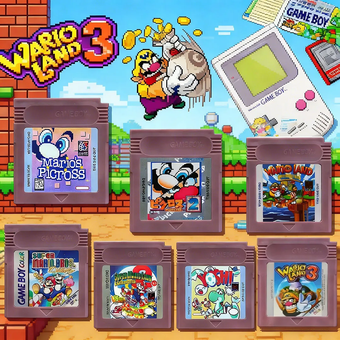 Nouvelle cartouche de jeu vidéo GBC 16 bits, console de jeu 16 bits, carte de jeu Wario Land Donkey Kong Wario Land 2 Yoshi pour GBC/GBA Mario