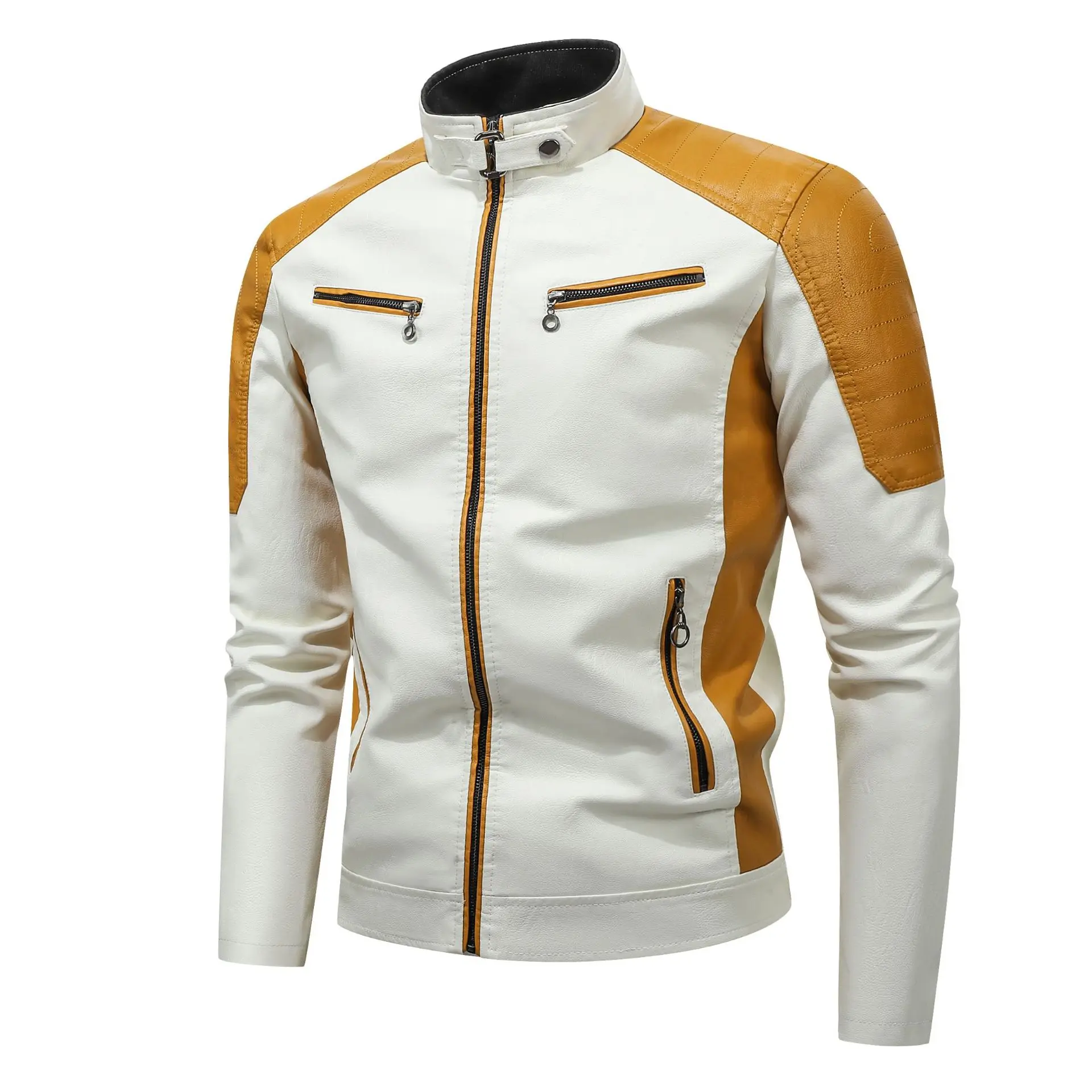 Nuove Giacche in Pelle da Moto alla Moda per Uomo, Cappotti Slim Fit, Giacche in Pelle PU con Colletto Alto, Giacche in Pelle Sottile Casual da Uomo fino a 5XL