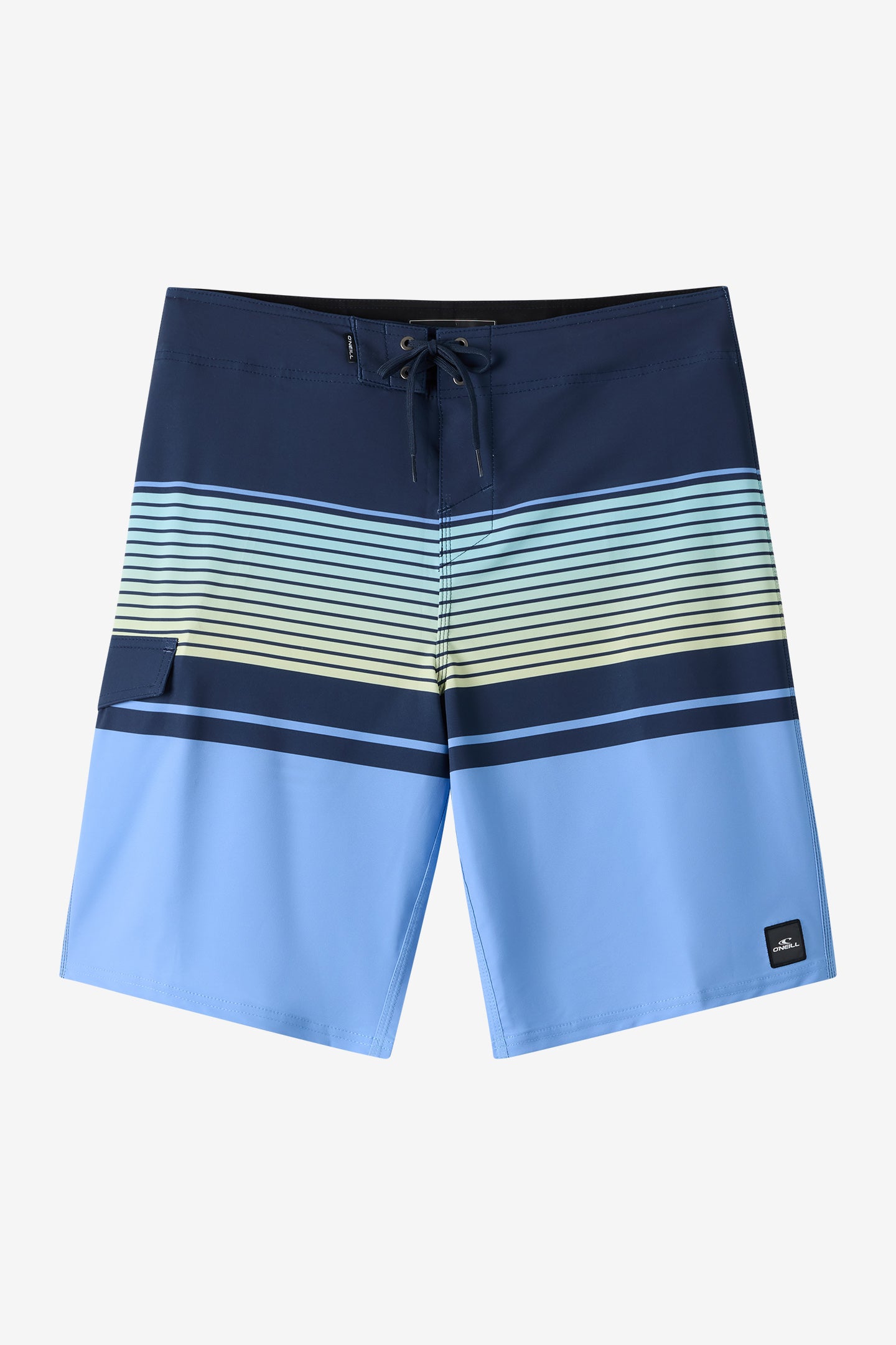 O'Neill Men's Lennox Stripe 21"" Board Shorts in Blue Glass, Size 40, Elastane/Polyester