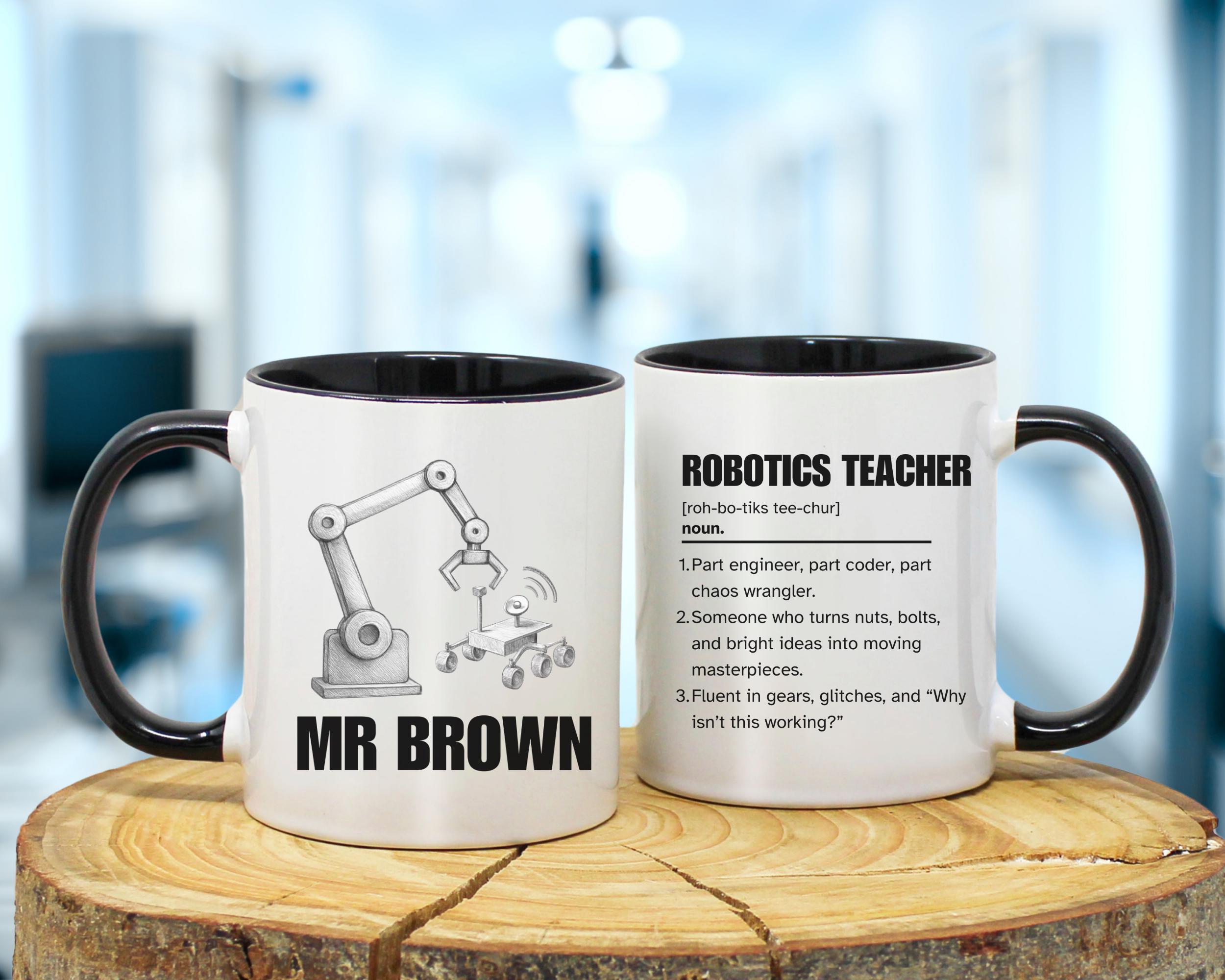 Tazza personalizzata per insegnante di robotica, regali personalizzati per insegnanti di robotica, regalo di ringraziamento per il ritorno a scuola pe