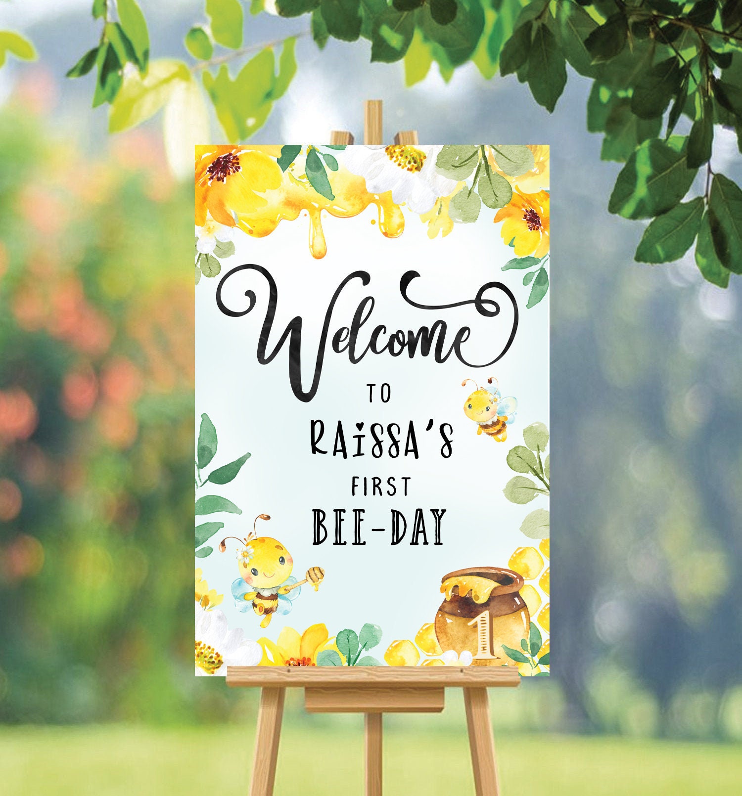 Cartello di benvenuto dell'ape, decorazione dell'ape calabrone, festa di compleanno del piccolo miele, giorno dell'ape, giorno dell'ape per ragazze e