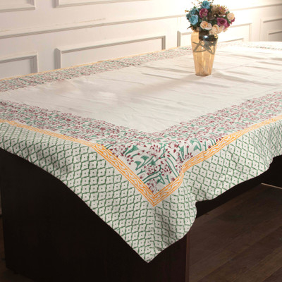 Refined Dining,'Nature-Inspired Hand-Block Printed Cotton Tablecloth'