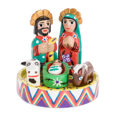 Petite Christmas,'Petite 7 Piece Carved Wood Nativity Scene'