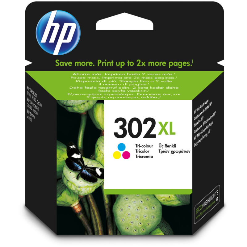 Hp 302xl F6u67ae Ba3 High Yield Tri Color Original Ink Cartridge Cartuccia D'Inchiostro 1 Pz Resa Elevata Xl Ciano Magenta Giallo