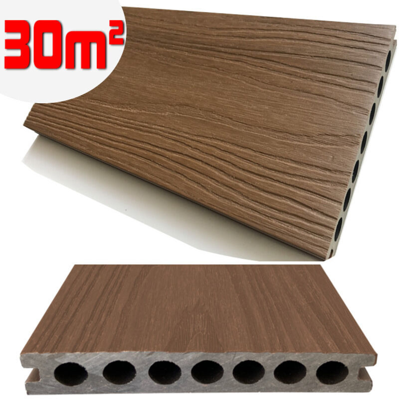 Listone Wpc 3d Supram Hd 30m² Co-estruso Per Pavimentazione Decking Colore Teak Effetto Legno 138x2200mm Spessore 22mm