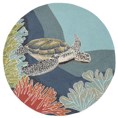 Akumal Ocean Round Rug Multi Cool, 5' Round, Multi Cool