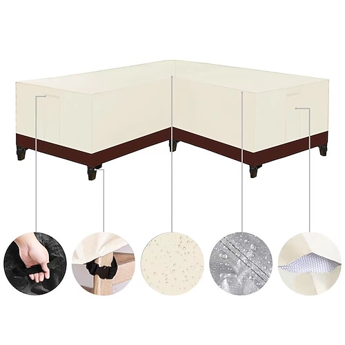 Gartenmöbelabdeckung, L-förmige Lounge-Abdeckung, wasserdichte Rattan-Sofaabdeckung, für Gartenmöbel, Sitzgruppen, Ecksofas, Ecklounge-Sets, Plane (270 x 270 x 90 cm, schwarz)