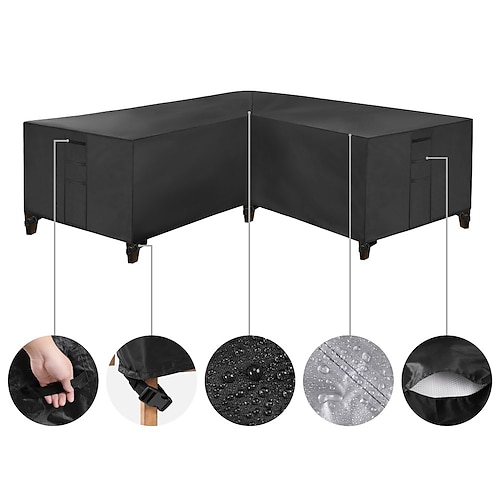 Gartenmöbelabdeckung, L-förmige Lounge-Abdeckung, wasserdichte Rattan-Sofaabdeckung, für Gartenmöbel, Sitzgruppen, Ecksofas, Ecklounge-Sets, Plane (270 x 270 x 90 cm, schwarz)