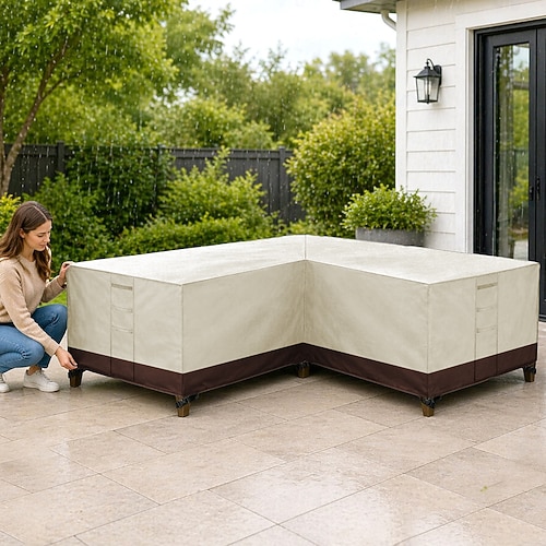 Gartenmöbelabdeckung, L-förmige Lounge-Abdeckung, wasserdichte Rattan-Sofaabdeckung, für Gartenmöbel, Sitzgruppen, Ecksofas, Ecklounge-Sets, Plane (270 x 270 x 90 cm, schwarz)