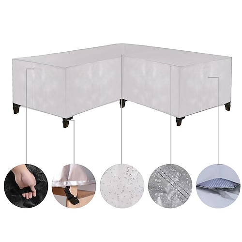 Gartenmöbelabdeckung, L-förmige Lounge-Abdeckung, wasserdichte Rattan-Sofaabdeckung, für Gartenmöbel, Sitzgruppen, Ecksofas, Ecklounge-Sets, Plane (270 x 270 x 90 cm, schwarz) Image