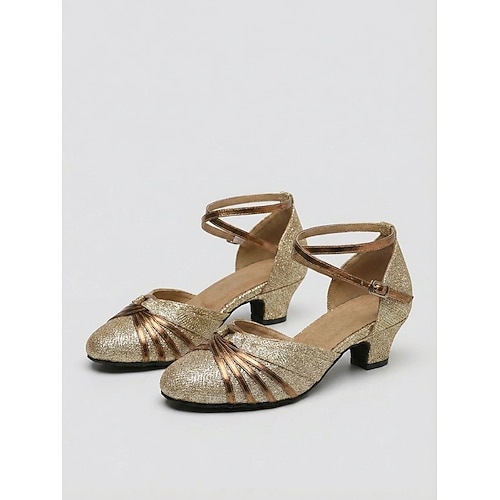 Vintage-Tanzschuhe im Stil der 1920er Jahre, inspiriert von „Der große Gatsby", silberglitzernd – elegante, metallisch glänzende Riemchenschuhe mit mittelhohem Absatz und Knöchelriemen für Image