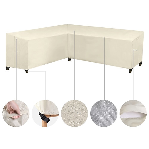 Gartenmöbelabdeckung, L-förmige Lounge-Abdeckung, wasserdichte Rattan-Sofaabdeckung, für Gartenmöbel, Sitzgruppen, Ecksofas, Ecklounge-Sets, Plane (270 x 270 x 90 cm, schwarz) Image