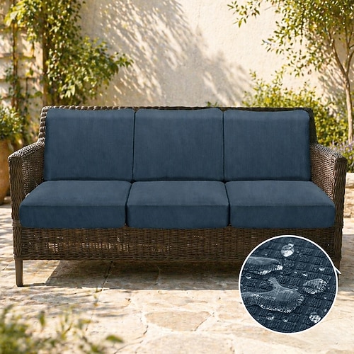 100 % wasserdichte und fleckenabweisende Outdoor-Kissenbezüge für Gartenmöbel, Sofas, Stretch-Sitzkissen, Ersatzbezüge, einfarbig